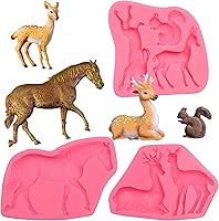 Vista 1 de Moldes de silicona de chocolate, 3 paquetes de moldes de fondant de animales Sika para decoración de pasteles con temática de animales del bosque