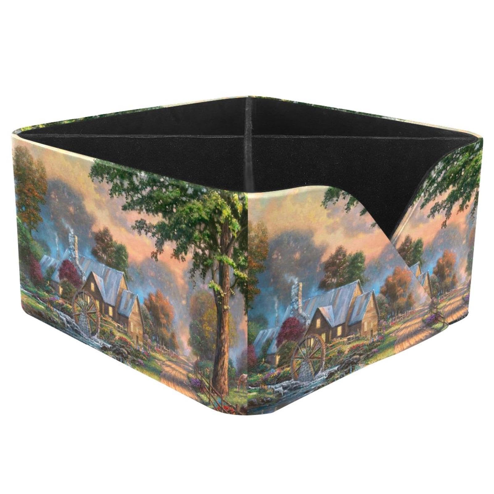 KengjuTesu Village of Dorset Desktop Organizer Pen Holder, Rectangular Pencil Cup for Office, Study and Makeup Stations