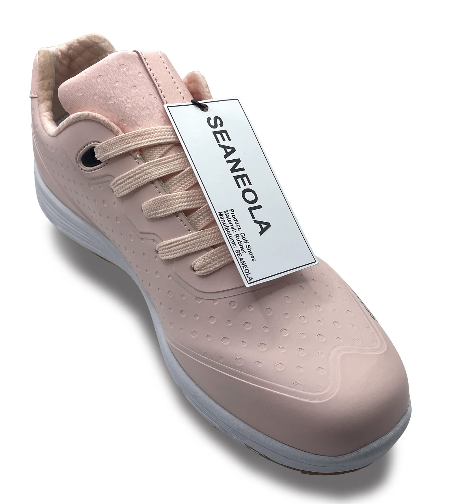 SEANEOLA Mens Women Waterproof Spikeless Golf Shoes,White