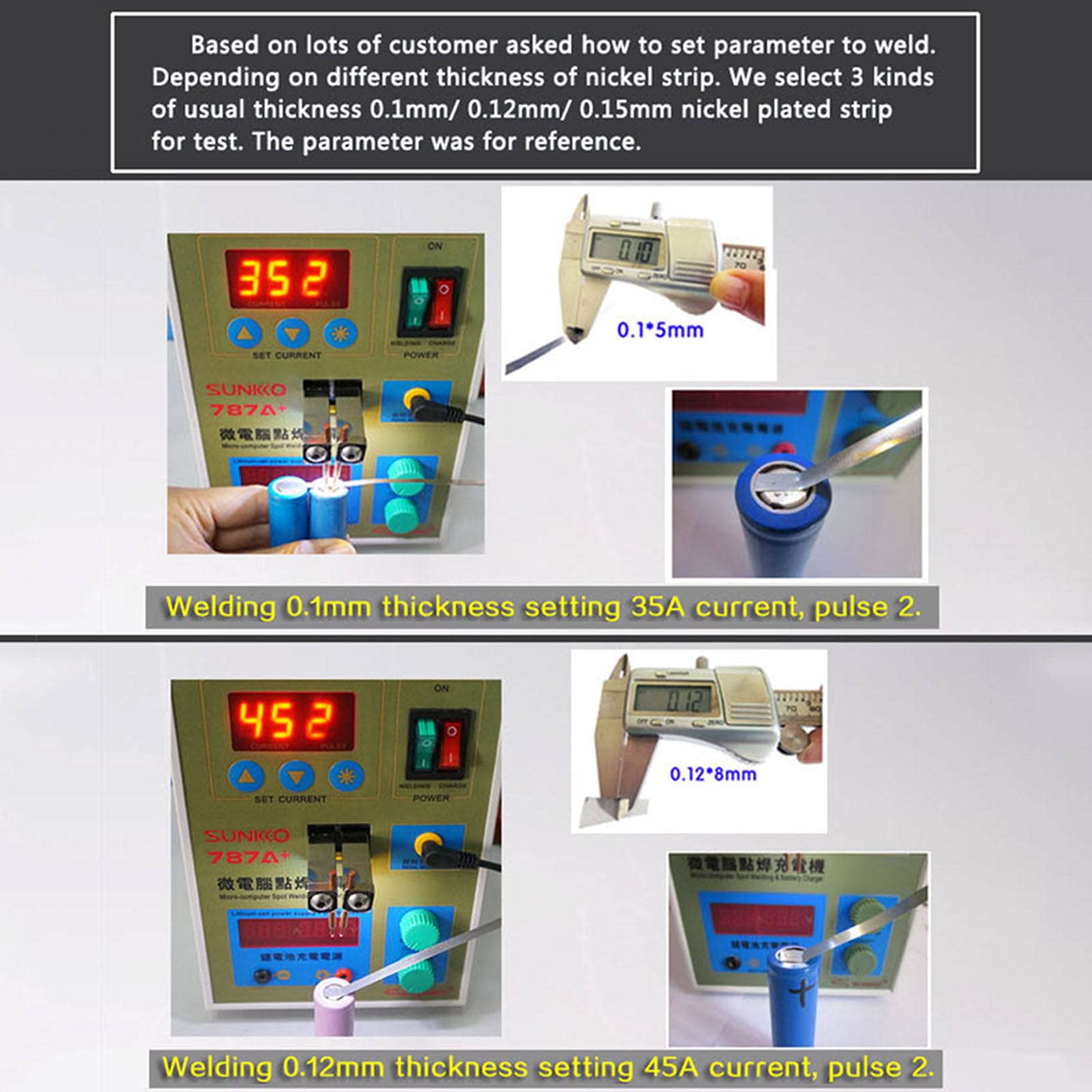787A+ Doppio Impulso Piccolo 18650 Saldatore a punti per batteria Saldatrice a bottone per batteria Saldatore di testa per batterie al litio con sistema di raffreddamento e funzione di saldatura int