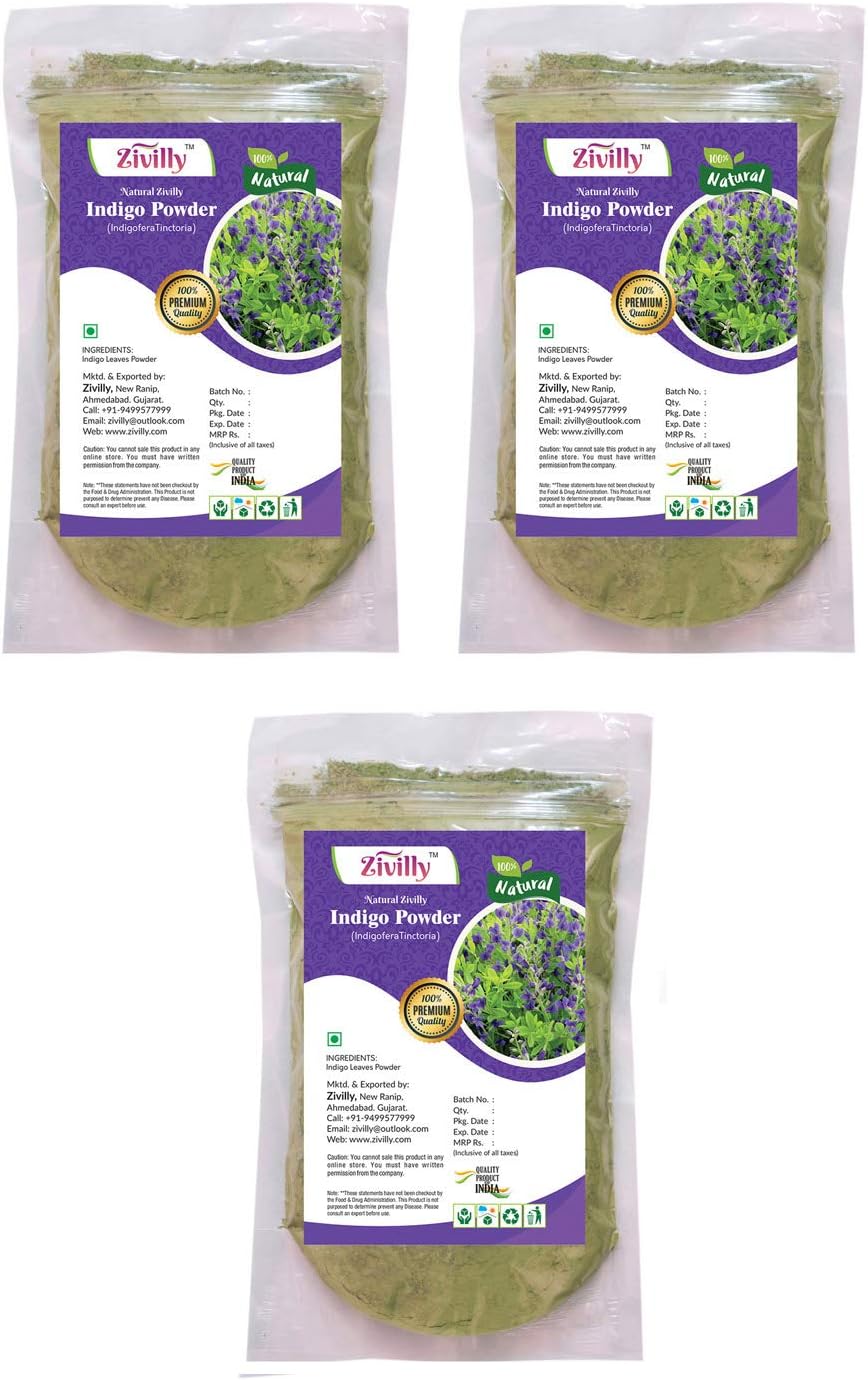 Zivilly Natural Indigo Powder for Hair (100 g) - Pack of 3