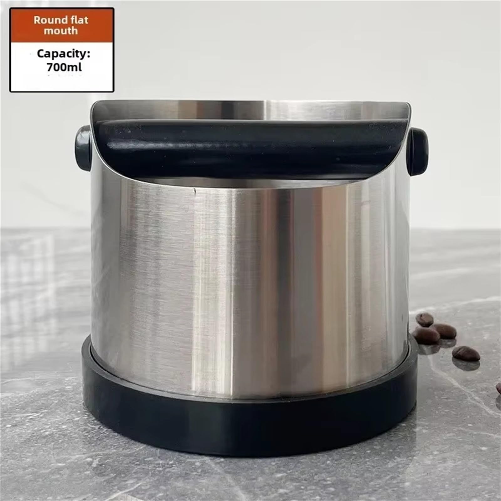 Boîte À Café À Frapper Boîte À Expresso En Acier Inoxydable Café Moulu Antidérapant Avec Anneau En Caoutchouc Poubelle Moulue Biseautée Poubelle À Expresso Compacte(StyleD 700ml)