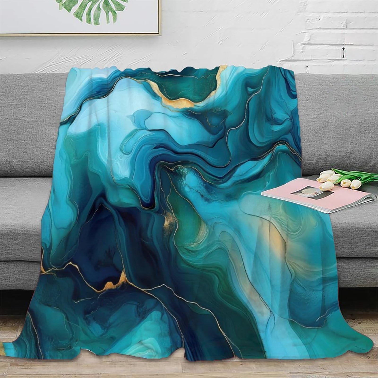 Couverture moelleuse microfibre 3D ocean waves haut de gamme
