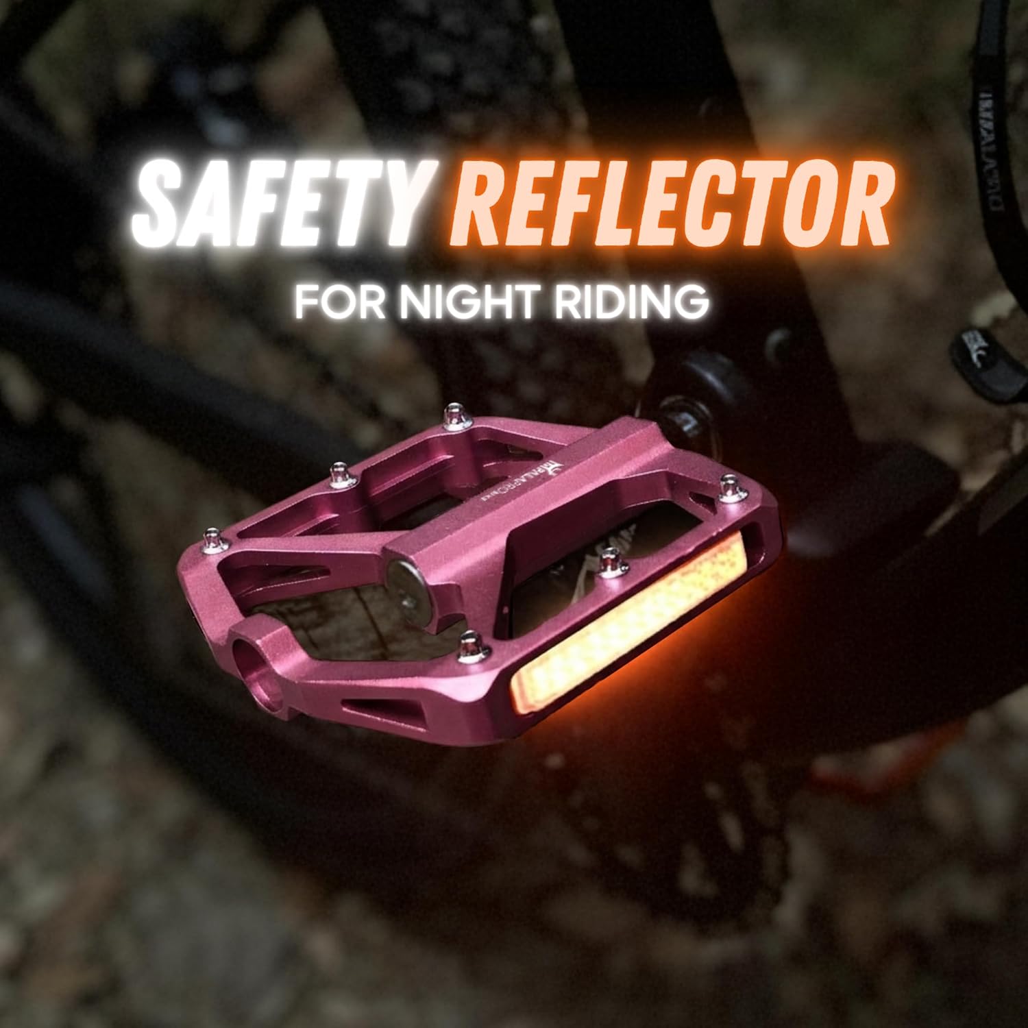 IMPALAPRO Aluminium Platform Bike Pedals with Reflectors – Lightweight Flat Bicycle Pedals 298g, Platform 100×95 mm, 12 Stainless Steel Pins – Mountain Bike Pedals, Gravel & Urban
