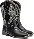 kkdom Cowboy Boots for Women Square Toe Women's Western Boot Cowgirl Mid Calf Boot