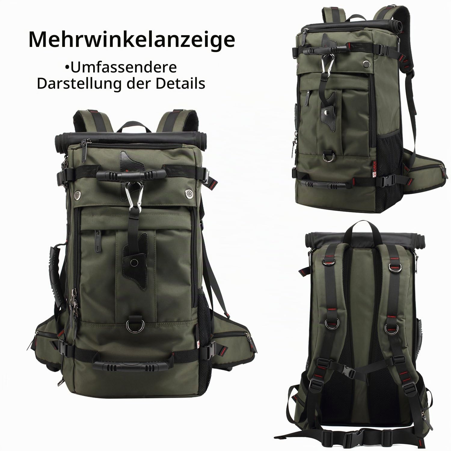 FANDARE Bergsteigen Rucksack Daypacks für 17 Zoll Laptop Wanderrucksäcke Fahrradrucksäcke für Herren Damen Arbeit Reisen Outdoor Camping Hohe Kapazität Wasserdicht Polyester Grün