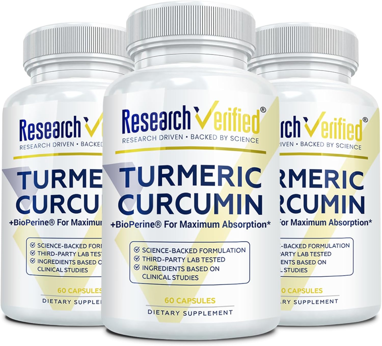 Research Verified Turmeric Curcumin Supplement with Black Pepper (BioPerine) - High Potency Curcumin - Antioxidant, Joints & Daily Wellness - 60 Vegan Turmeric Capsules - Made in USA - 3 Month Supply