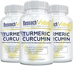 Research Verified Turmeric Curcumin - with BioPerine, Curcumin C3 Complex - Vegan - Made in The USA - 180 Capsules - Made in The USA
