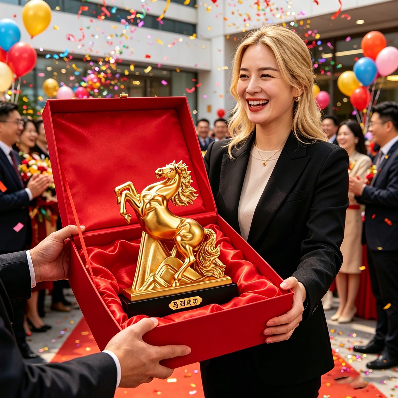 ZłOta Statua Konia Feng Shui, żYwiczna Figurka Konia Hodowlanego ZapewniająCa Sukces, Dobrobyt, Ozdoba Zodiaku ZapewniająCa Bogactwo Zawodowe i SzczęśCie