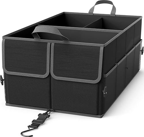 EPAuto Organizador de almacenamiento para camioneta de carga de 3 compartimentos para auto/vehículo utilitario/minivan/camioneta, negro (22 pulgadas