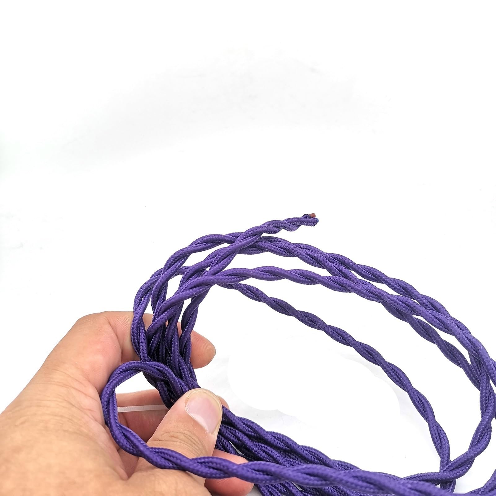 ELLANA Cable Flexible Vintage Fabric Pendant Light Wire, 2 Core Electrical Wire, 0.75mm² Braided Twisted Retro Textile Cable, Nordic Lamp Cord Extension Connector (Color : Purple, Size : 2m)