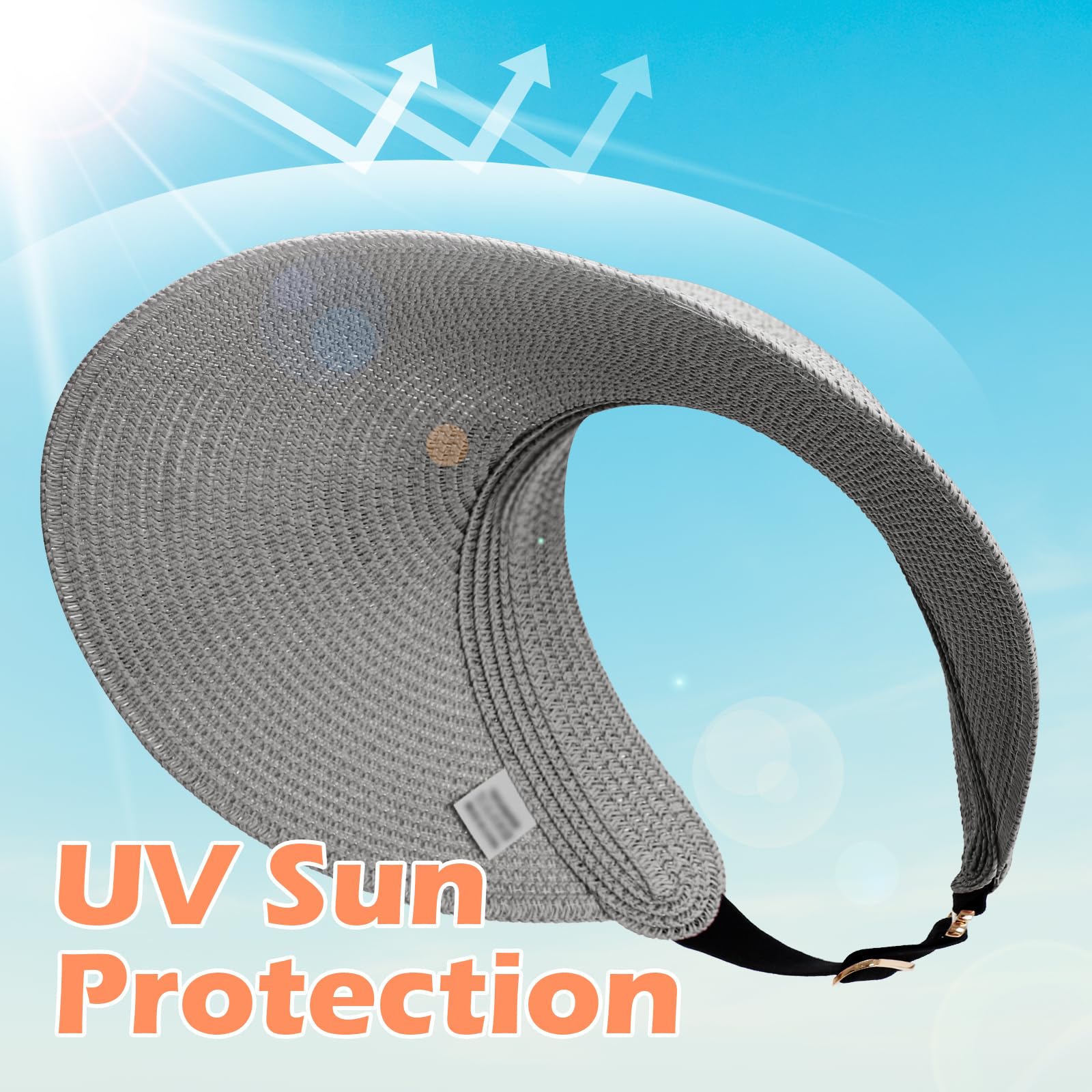 MK MATT KEELY Chapeau Paille Femme Casquette Visière Larges Bords Pliable Chapeau de Soleil Réglable