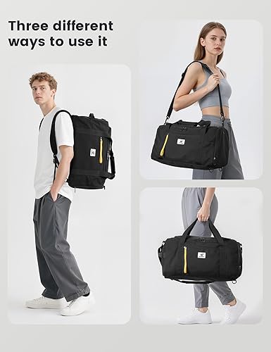 Miniatura 5 de SKYSPER Bolsa de gimnasio para hombres y mujeres Bolsa deportiva de 40 L con compartimento para zapatos, bolsillo húmedo para fitness, deporte,
