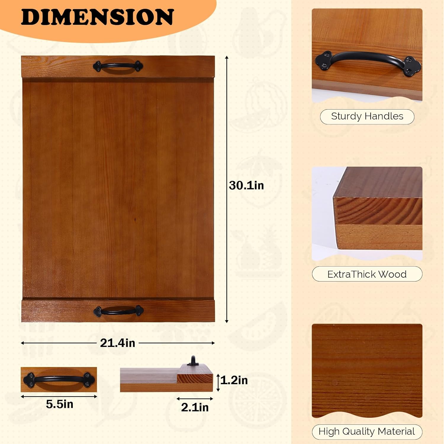 MeiMeiDa Noodle Board Stove Cover, 30 x 22 Inch Stove Top Cover Board with Handles,Wooden Stove Cover for Gas Stove Top and Electric Stove Top (30 x 22 x 1.2 Inches)