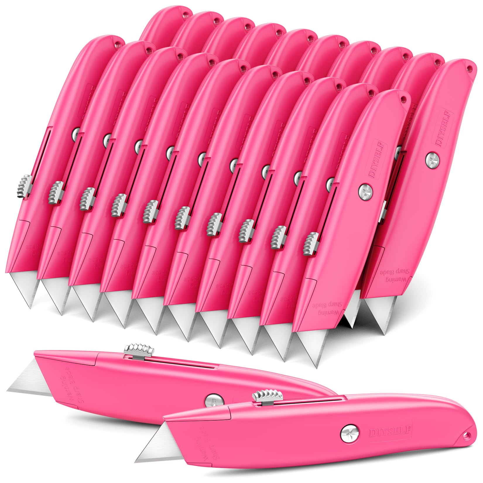 DIYSELF Utility Knife, 20 Pack Heavy Duty Box Cutter Retractable, Box Cutter Knife, Box Opener, Cardboard Cutter, Utility Knives for Garage, Home and