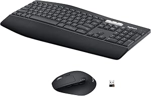 Combo clavier et souris sans fil Logitech MK850 Performance pour Windows, macOS et ChromeOS, récepteur USB Bluetooth et 2,4 GHz, clavier ergonomique pleine taille, multi-appareils, repose-poignet rembourré – Graphite