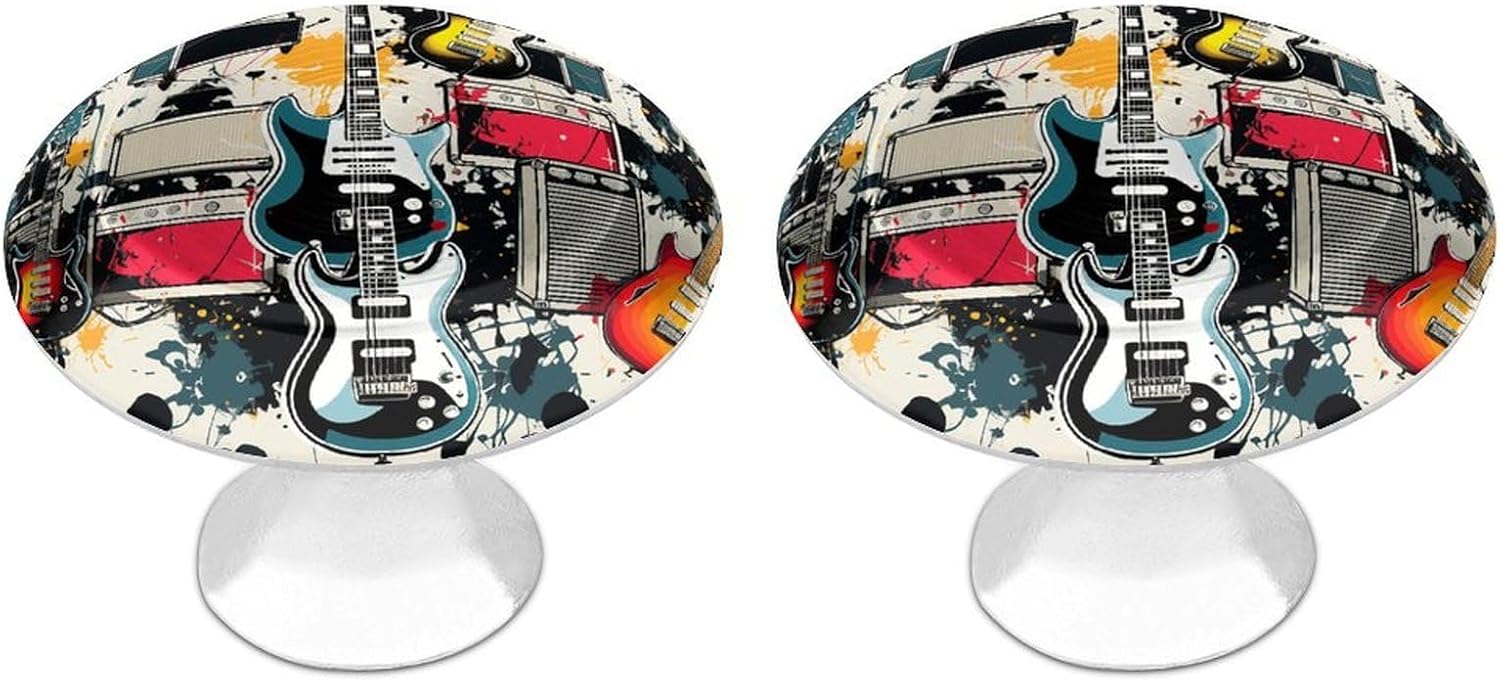 Cabinet Handles Round Drawer Pulls Rock Music Pattern Dresser Knobs for Cabinets and Drawers Handle Kitchen Cabinet Pulls for Bathroom Cupboard Drawers Cabinet Pulls for Kitchen Door