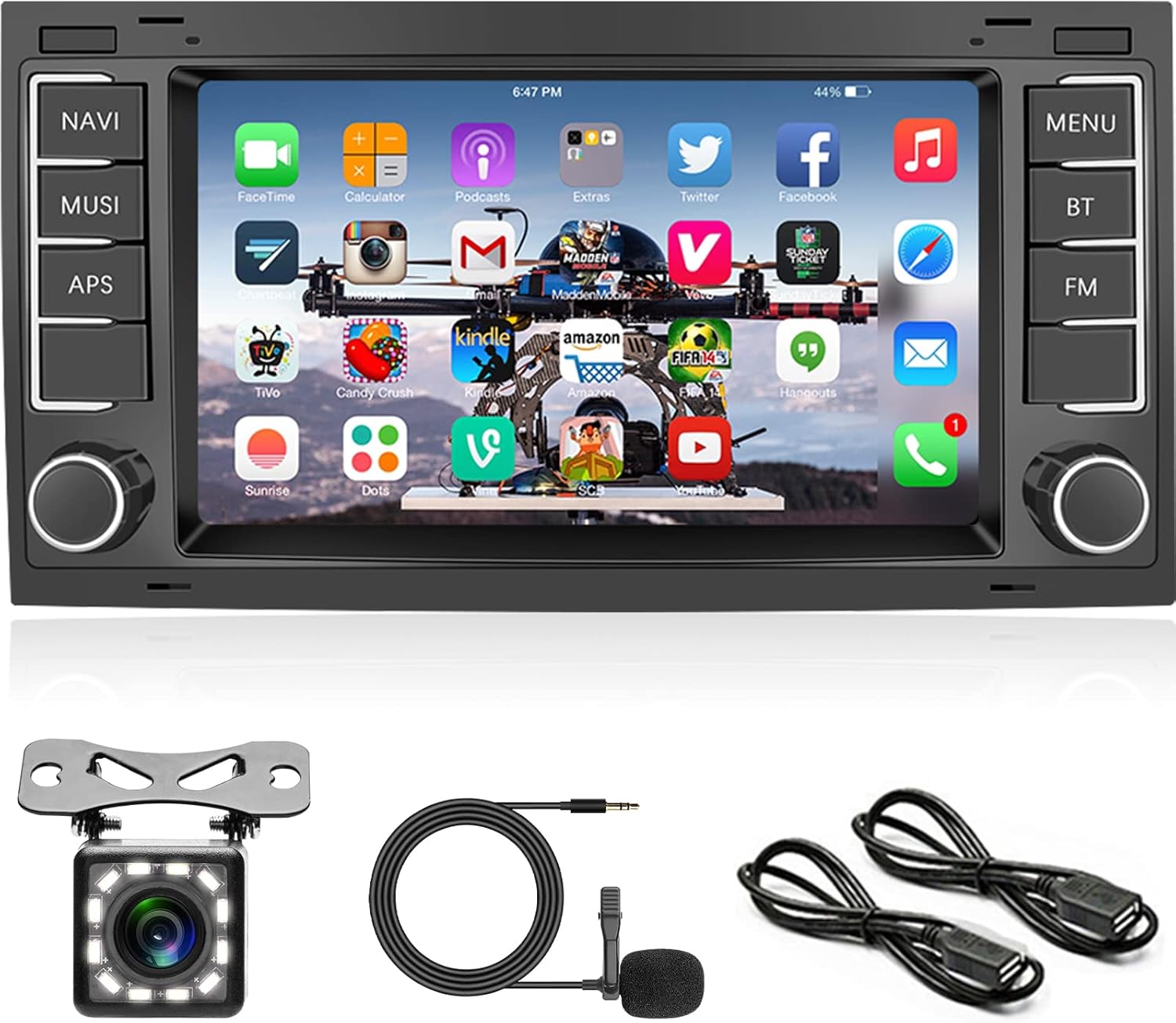 Podofo Radio Coche para VW Touareg 2004-2011 Radio 2 DIN Android 11 con Pantalla de 7 Pulgadas Navegación Bluetooth WiFi Mirror Link FM/RDS EQ DVR + Micrófono + Dual USB + Cámara de Marcha Atrás