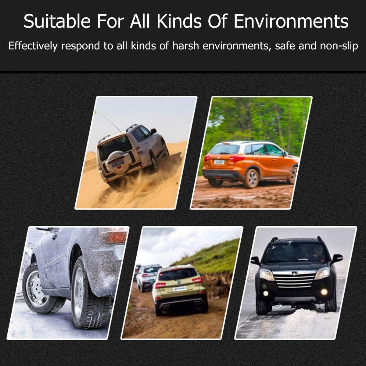 Jeremywell 6 PCS Tire Security Universal Snow Chains for Two Tires- Quality Strong Durable All Season Anti-Skid Car, SUV, and Pick Up Patterned Tire Chains for Emergencies and Road Trip