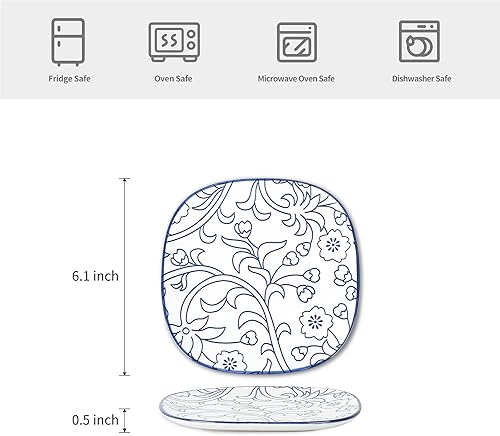 Miniatura 2 de Selamica Platos pequeños de porcelana, platos de postre de cerámica de 6 pulgadas, platos pequeños para aperitivos, platos de ensalada de cocina
