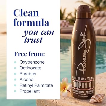 Panama Jack Panama Jack Trophy Suntan Oil - Contains No Sunscreen Protection (0 SPF), Light Formula with Exotic Oils, Aloe and Cocoa Butter, Tropical Fragrance, 5.5 OZ