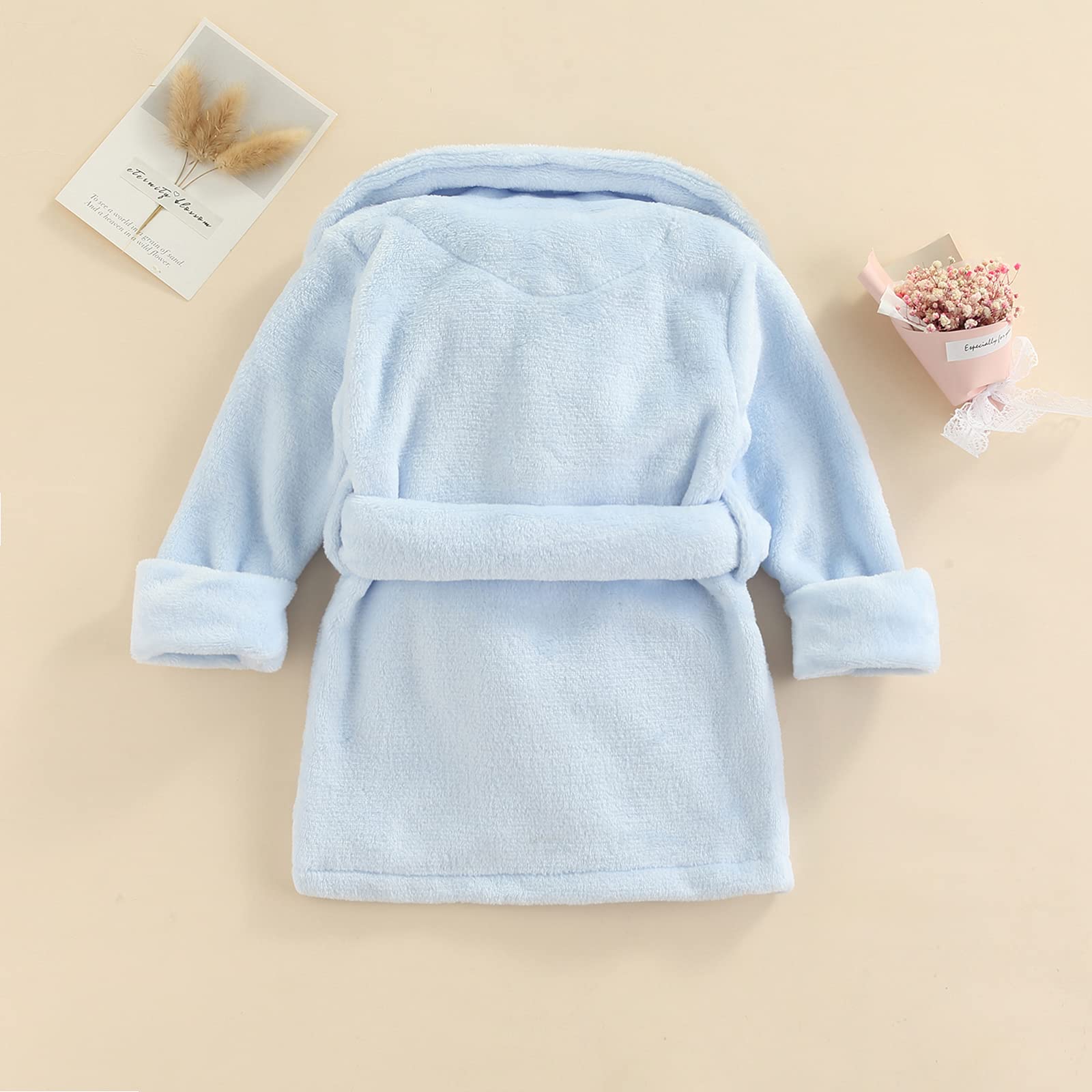 Carolilly Peignoir de Chambre Polaire Enfant Bébé Robe de Chambre Doux Chaud avec Ceinture 12 Mois à 6 Ans