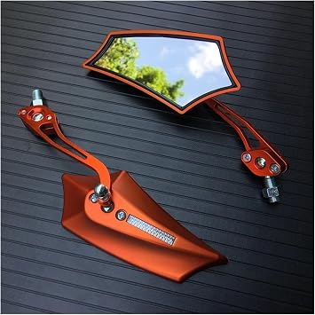 2Pcs Motorcycle Left Right Side 8MM 10MM Rearview Mirrors with Changable Screws Universial Compatible with Yamaha Kawasaki SuzukiOrange