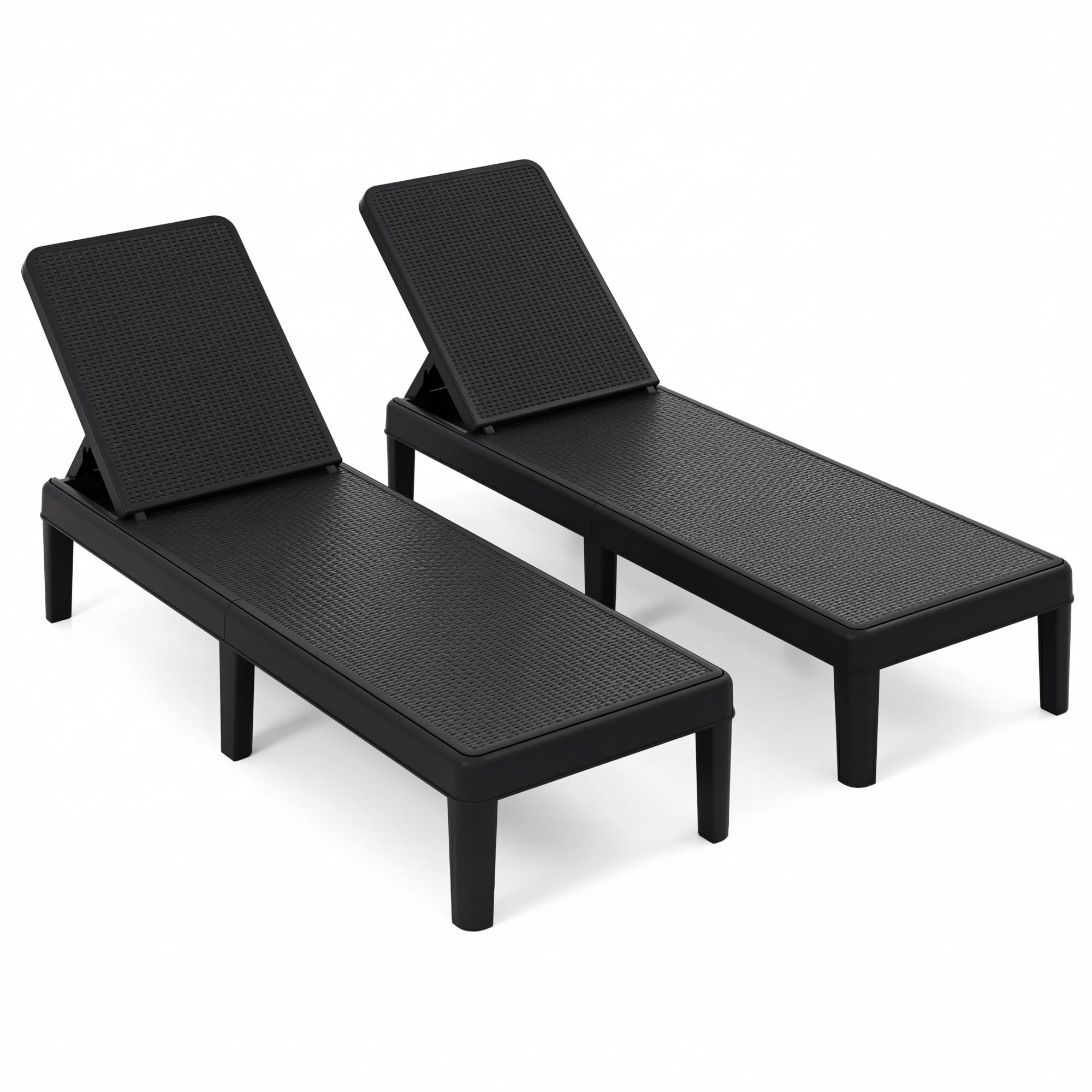 LIFEZEAL Sdraio da Giardino, Lettino Prendisole Pieghevole da Esterno, con Schienale Reclinabile a 4 Posizioni, Carico Max 150 kg, Chaise Longue per Spiaggia, Terrazzo, Patio (Nero,2)