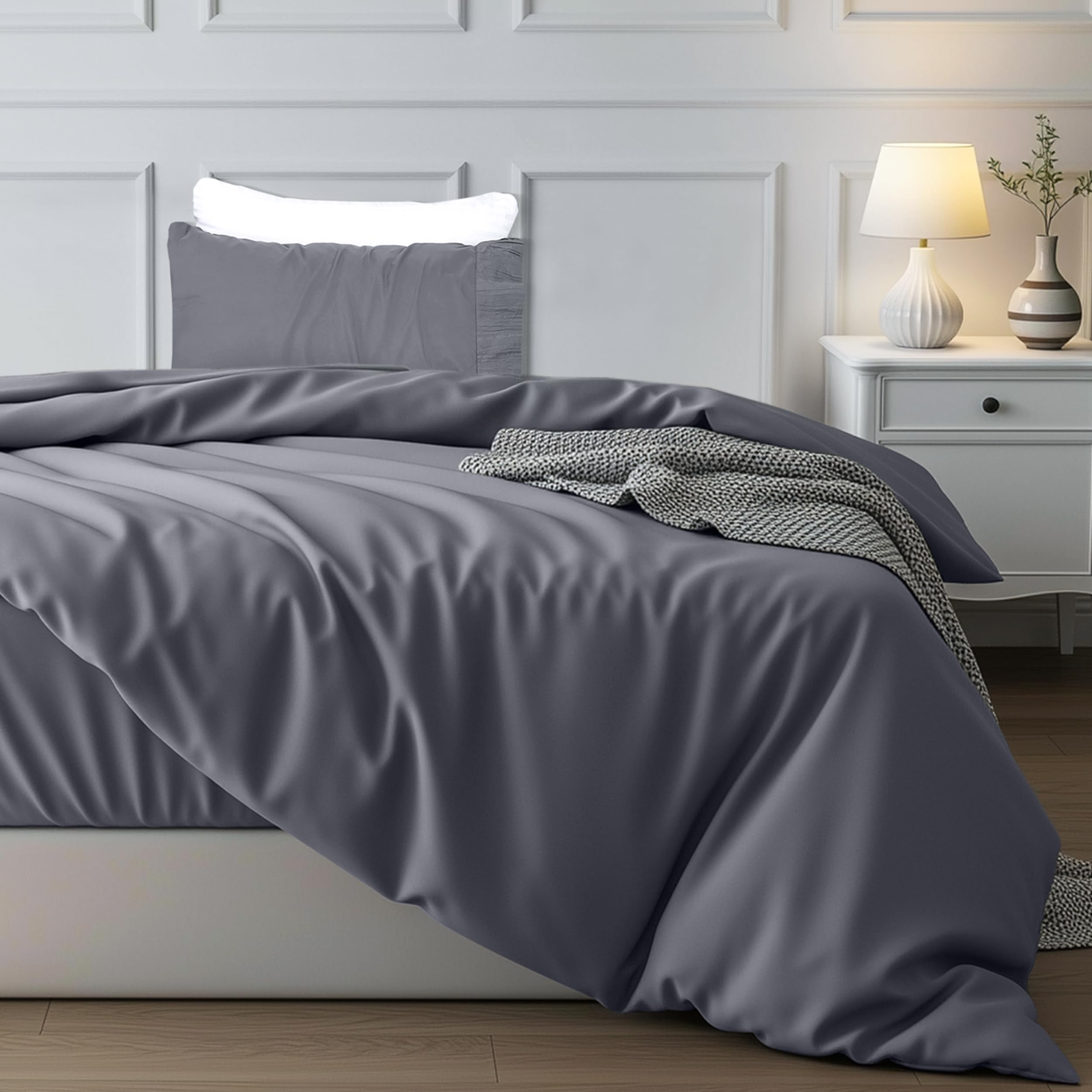 Utopia Bedding Single Duvet Cover Set – Duvet Cover with Ruched Hem Pillow case – Soft...