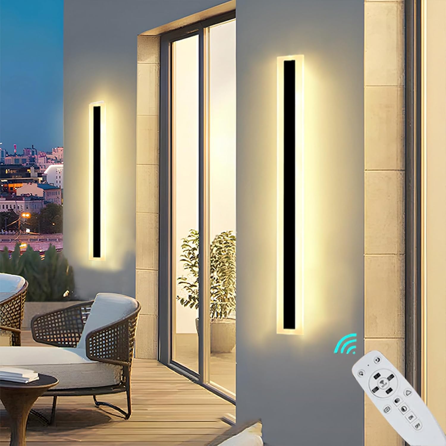 47 inch Modern Outdoor LED Wall Lights Exterior, 30W Long Wall Lighting Exterior Light Fixture, Dimmable Linear IP65 Waterproof White Acrylic for Corridor Villa Balcony Courtyard