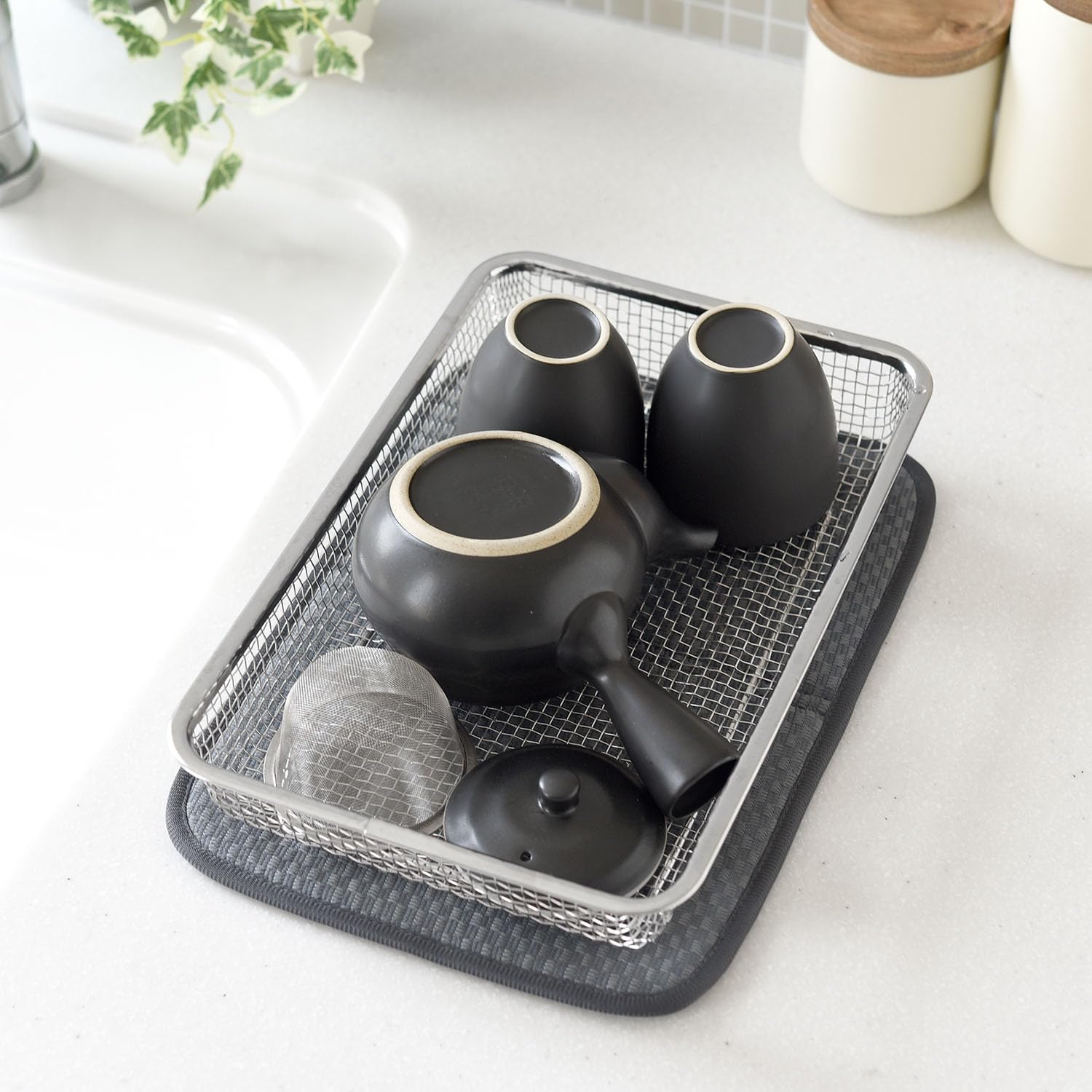 アーネスト 【日本製】 水切りかご (突っ張り) ステンレス 3段 (ワイド