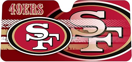 Vista 3 de Fanmats Parasol para parabrisas de la NFL, parasol de acordeón triple para almacenamiento, 59 x 29.5 pulgadas, diseño colorido del