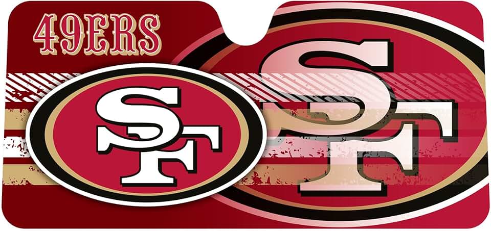 Fanmats NFL Windshield Sun Auto Shade, Sun Shield Sun Visor Accordion tri-fold for Storage 59" x 29.5", Colorful Team Design