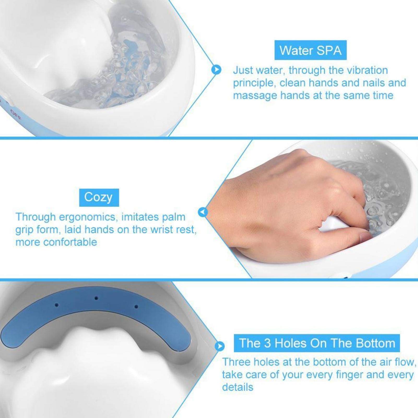 Vasija Para Manicura, Electric Bubble Nail Soaking Bowl, Nail Bubble Massage Bowl Nail Polish Remover Dead Skin Softening Bowl