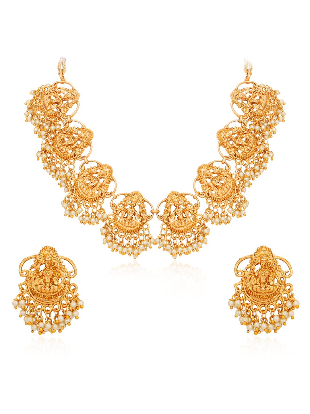 Sukkhi Glistening Gold Plated Temple Jewellery Goddess Choker Necklace Set for Women (SKR85524) (B09QS4RCTJ) Amazon Price History, Amazon Price Tracker