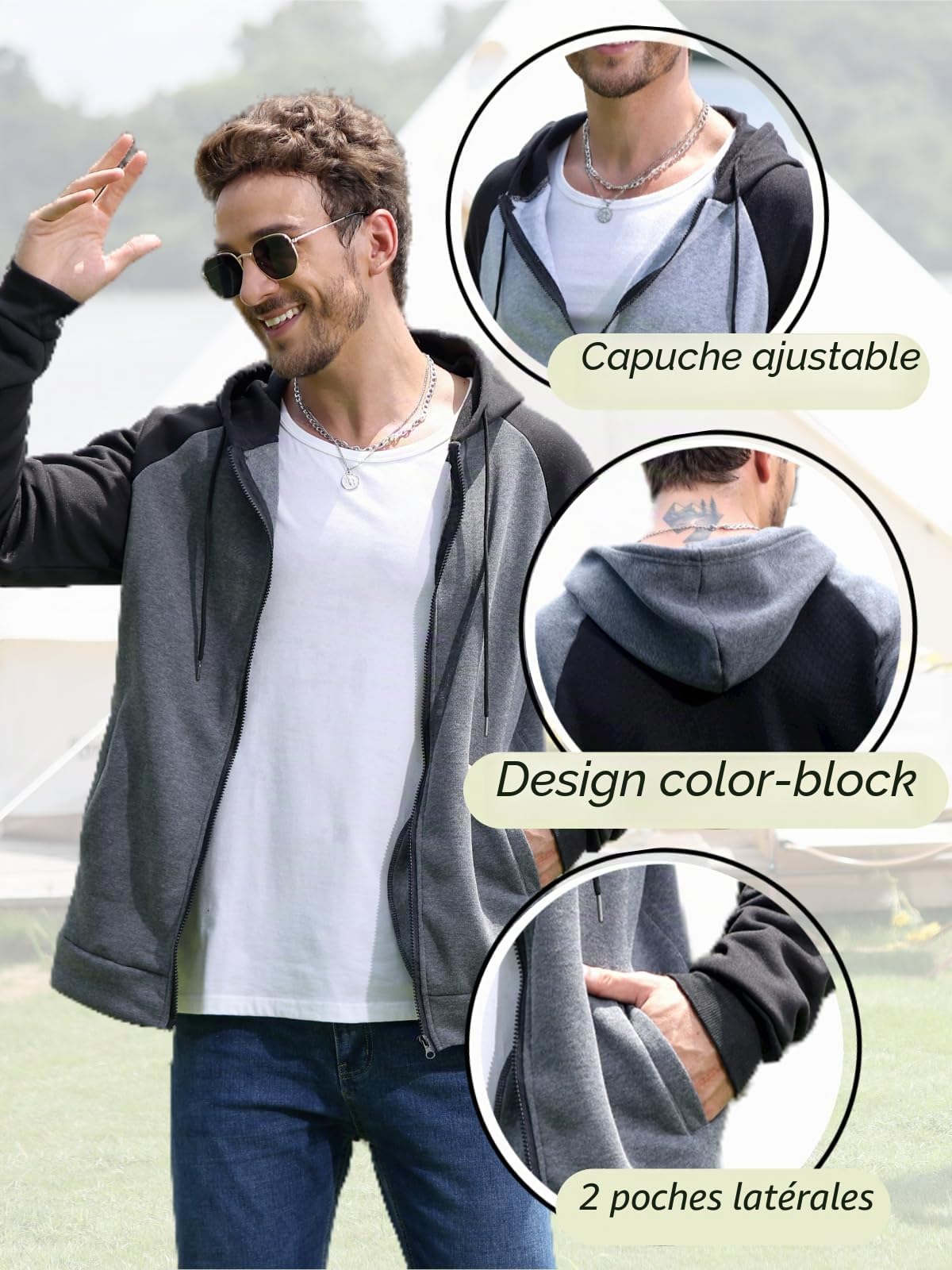 Sweat a Capuche Homme Sweat Zippé Homme Veste de Sport Pull Sweatshirts Homme Hoodie Hiver S-2XL