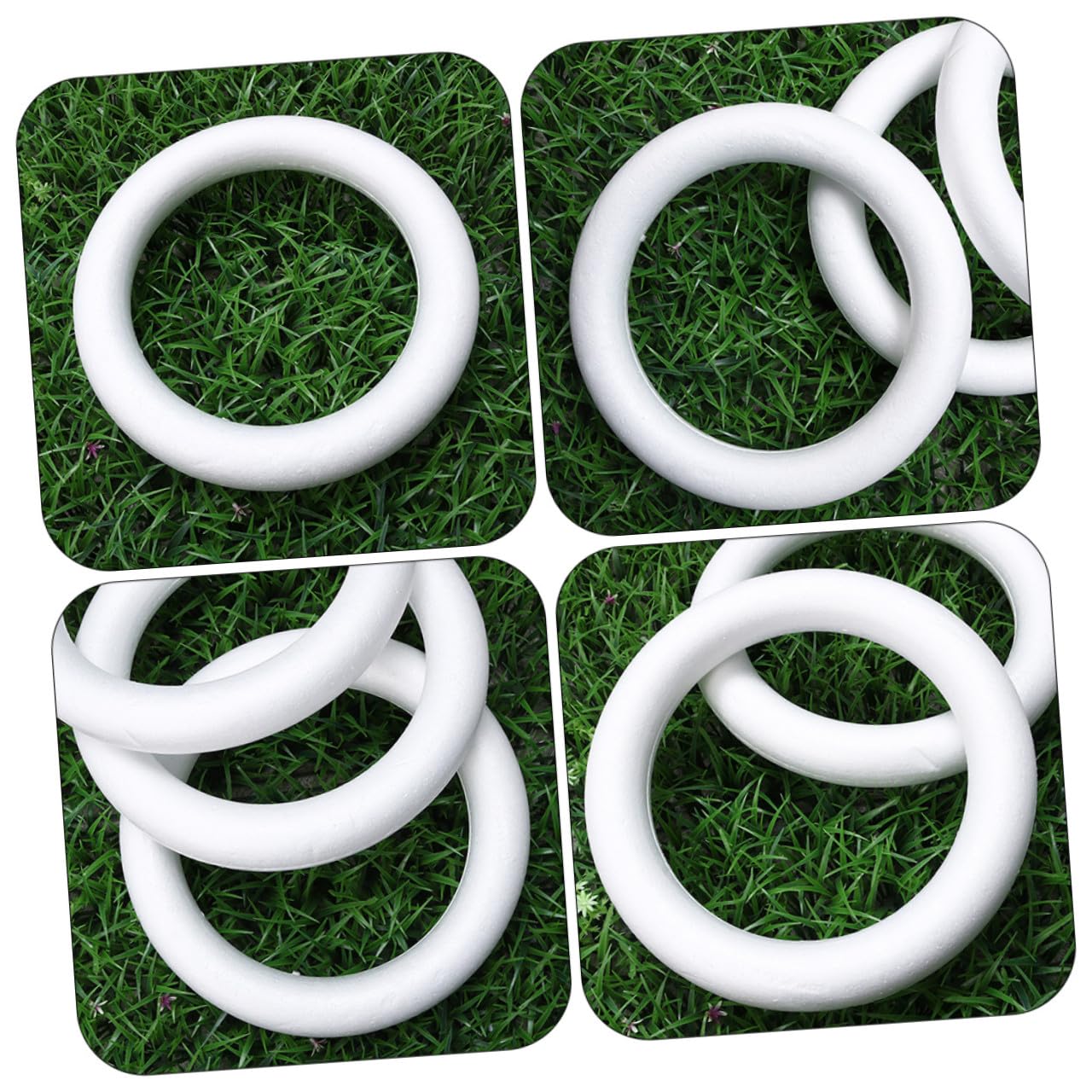 GARVALON Anneaux en Mousse Blanche Couronne Artisanale Délicate et Adorable Lot de 4 pour Bricolage Décorations de Fête DIY pour Noël et Occasions Spéciales