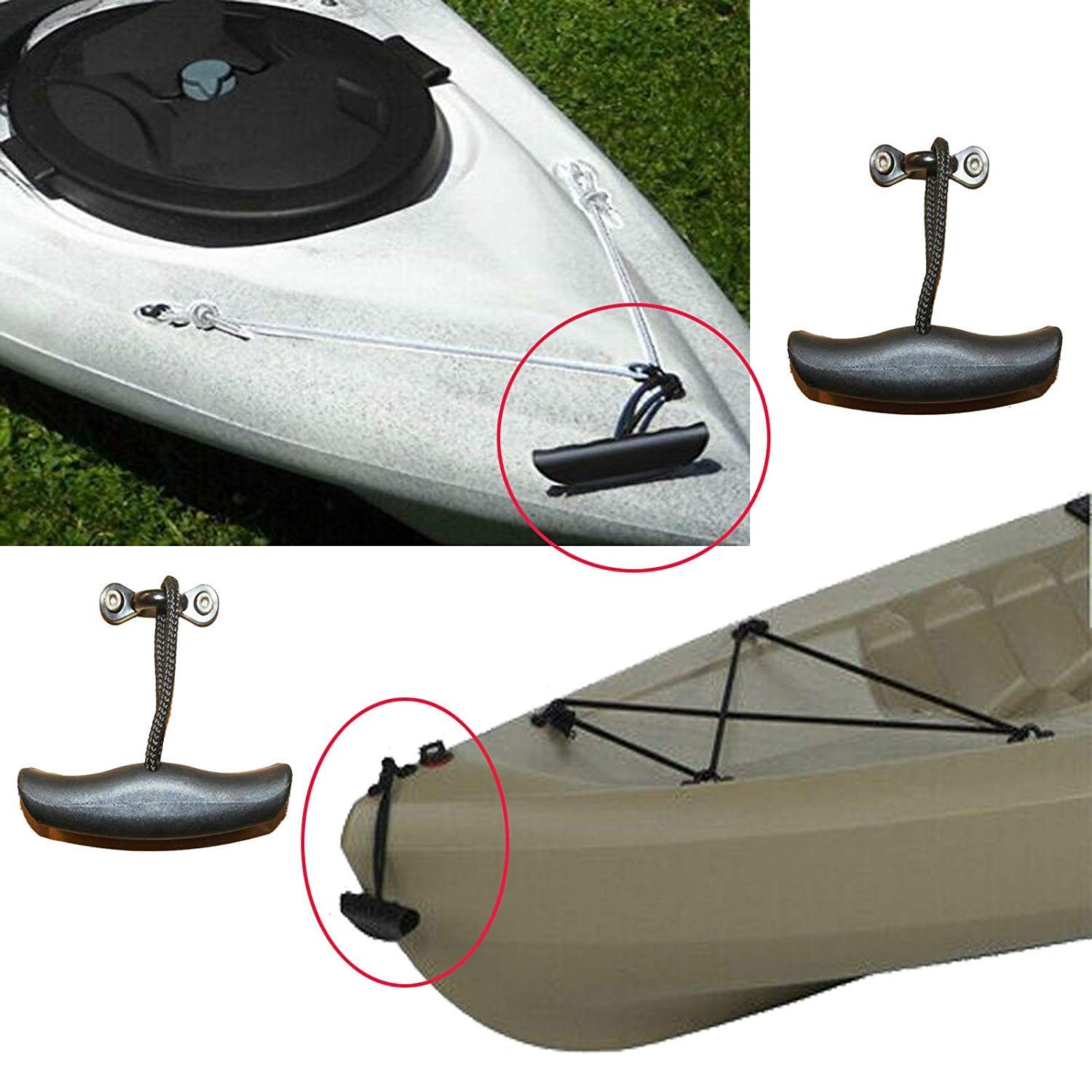 arlote Kit 2 Pezzi per Kayak Kit con Impugnatura Un T Kit di Installazione di Ricambio per Kayak con Bungee Ultraresistente