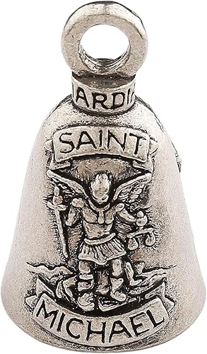 Guardian Bell Campana religiosa de buena suerte con llavero y bolsa de regalo de terciopelo negro  Campana de motocicleta  Peltre sin plomo