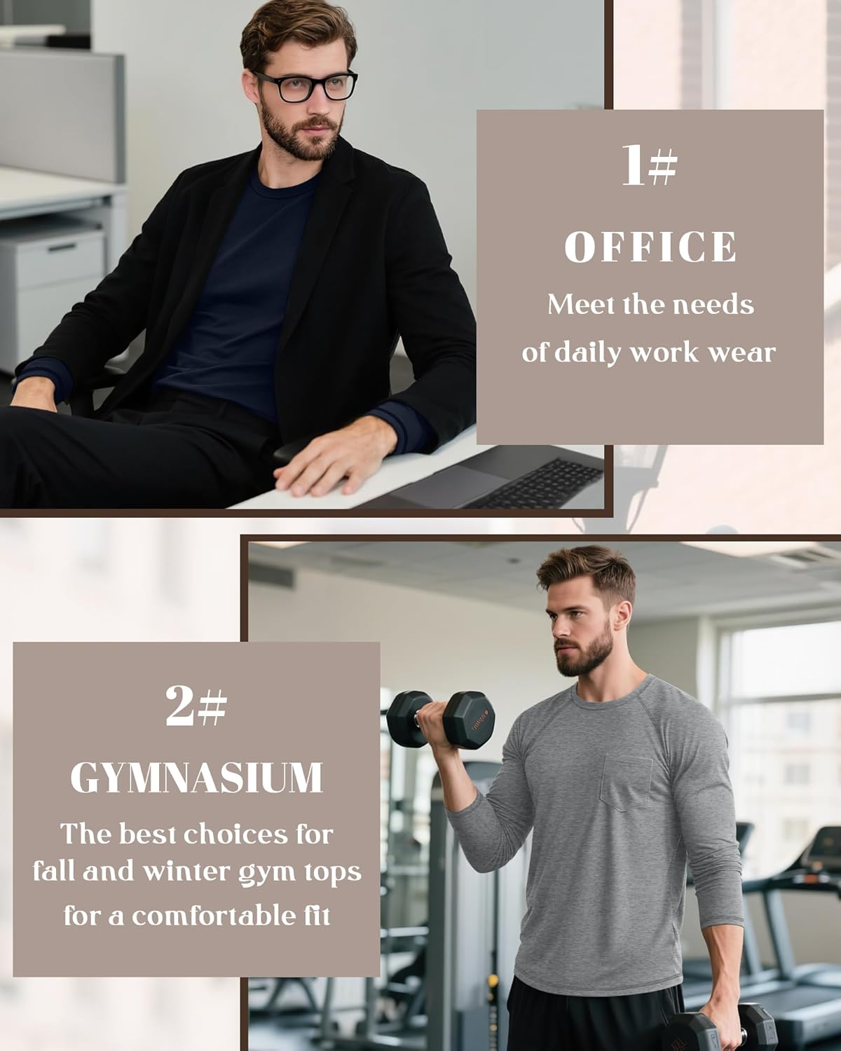 Neer 3 Pack Men's Big and Tall Shirts Long Sleeve Crew Neck Raglan Tops XL-7XL Plus Size Loose Casual Tees with Pocket - Image 5