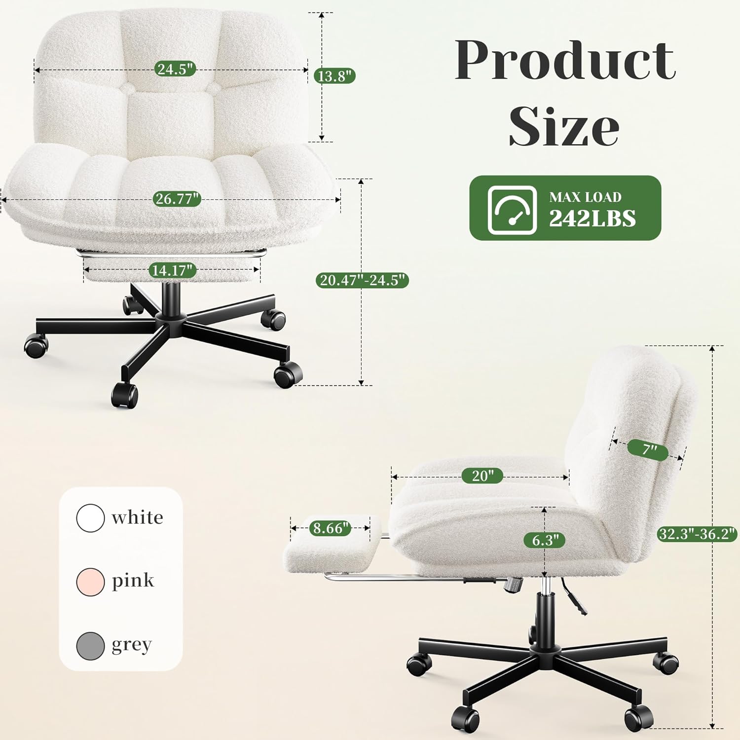 Product dimensions and weight capacity