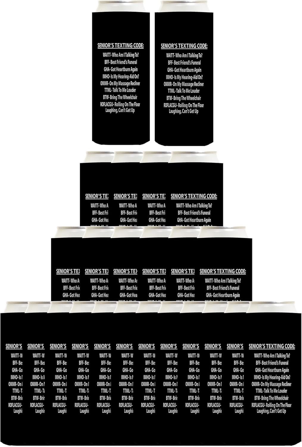 Funny Retirement Gifts Seniors Texting Code 24-Pack Ultra Slim Can Drink Thermocoolers Slim Can
