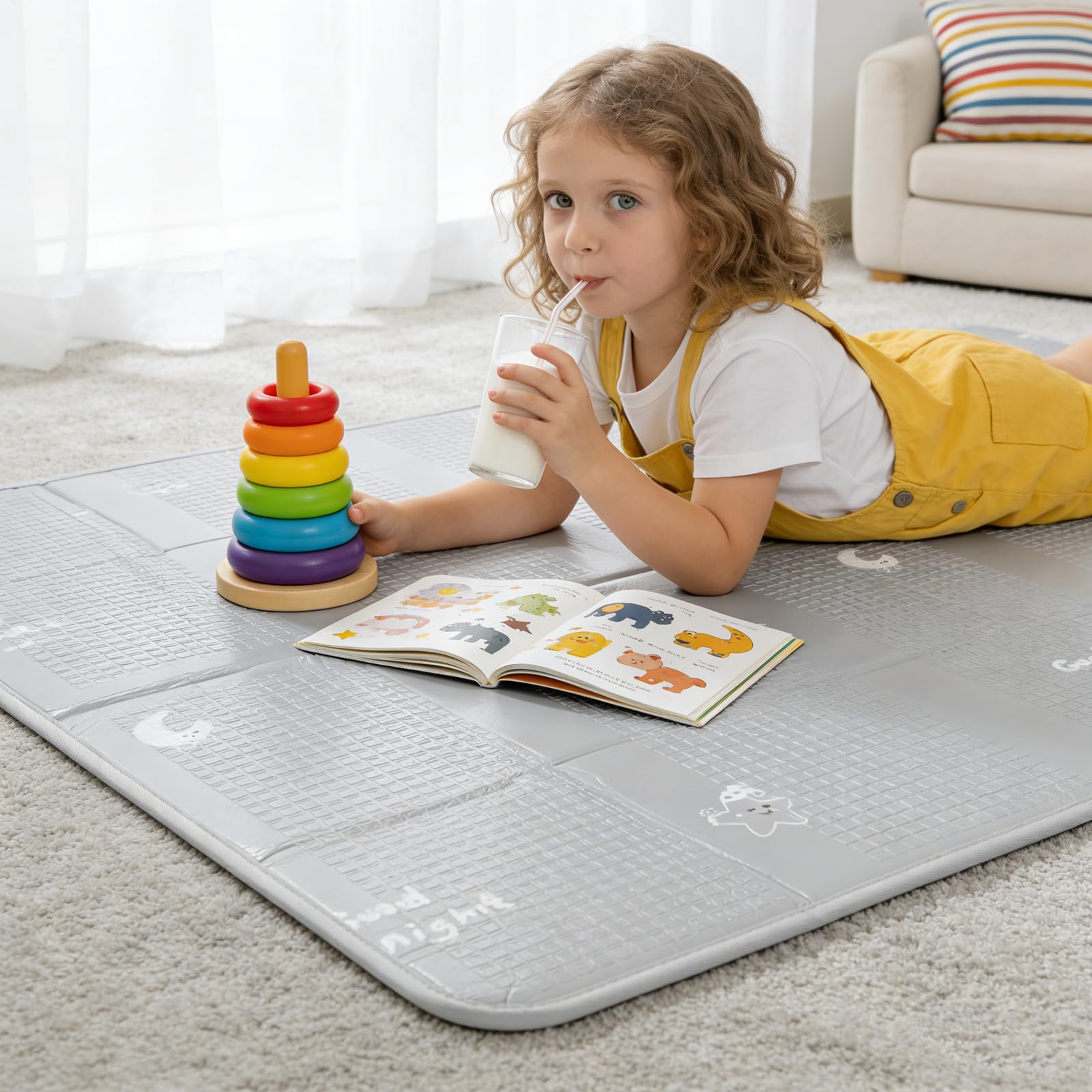 Tappeto da gioco reversibile per bambini, pieghevole, tappetino da gioco, XPE, tappetino da gioco, pieghevole, tappeto double face
