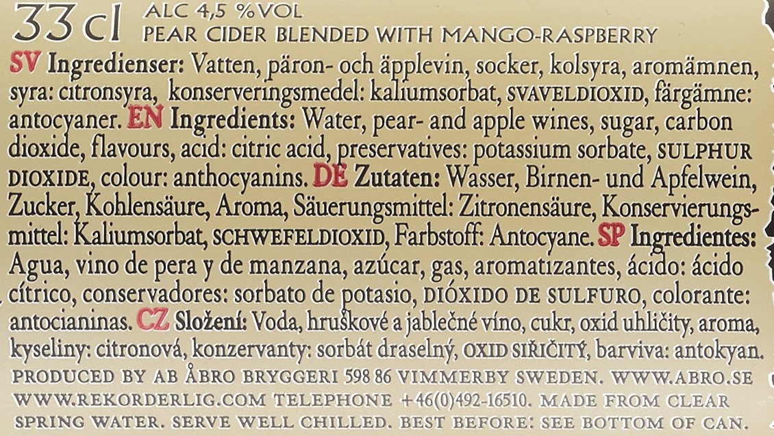 Rekorderlig Mango - Himbeer Cider 24 x 0.33 l