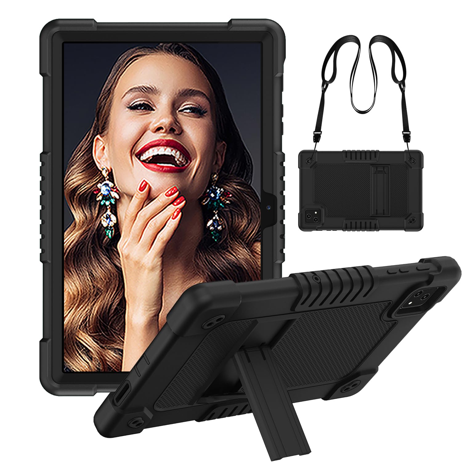 Kebiory Case for T-Mobile Revvl Tab 5G,for Revvl Tab 5G Tablet Case Heavy Duty Shockproof Kids Friendly Rugged Case with Kickstand Strap for T-Mobile