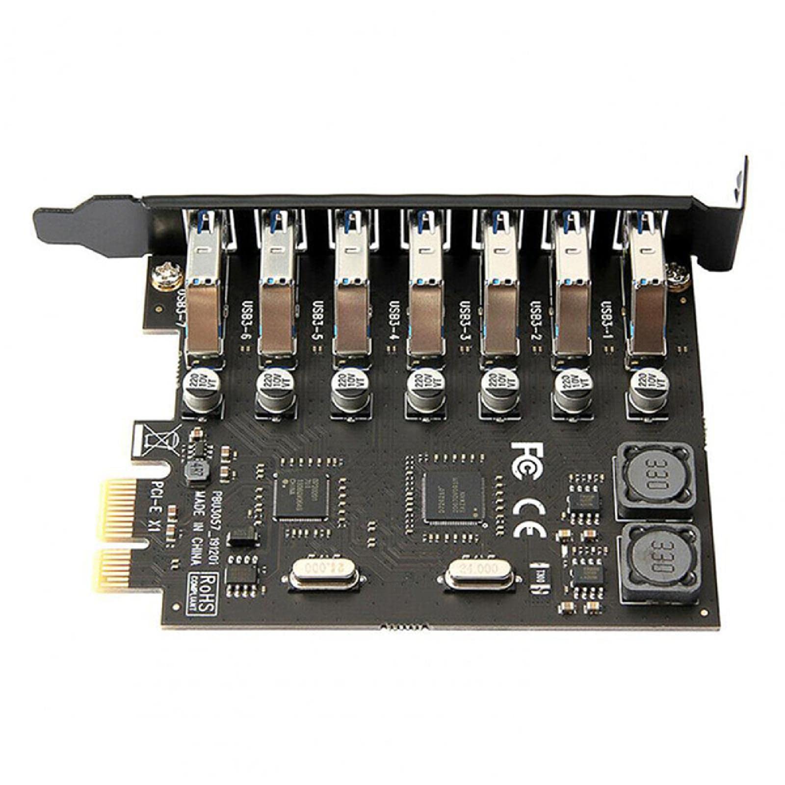 MOUDOAUER 7-portowa karta rozszerzeń PCIE 5 Gb/s USB 3.0 PCIE Superspeed do komputerów stacjonarnych z systemem Windows 11, 10, 8.x, 7, Vista, XP