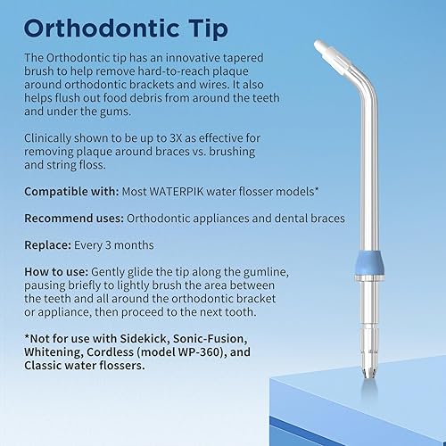 Miniatura 3 de Cabezales de repuesto para Waterpik, púas de repuesto para irrigador dental Water Pik (6 puntas de ortodoncia)