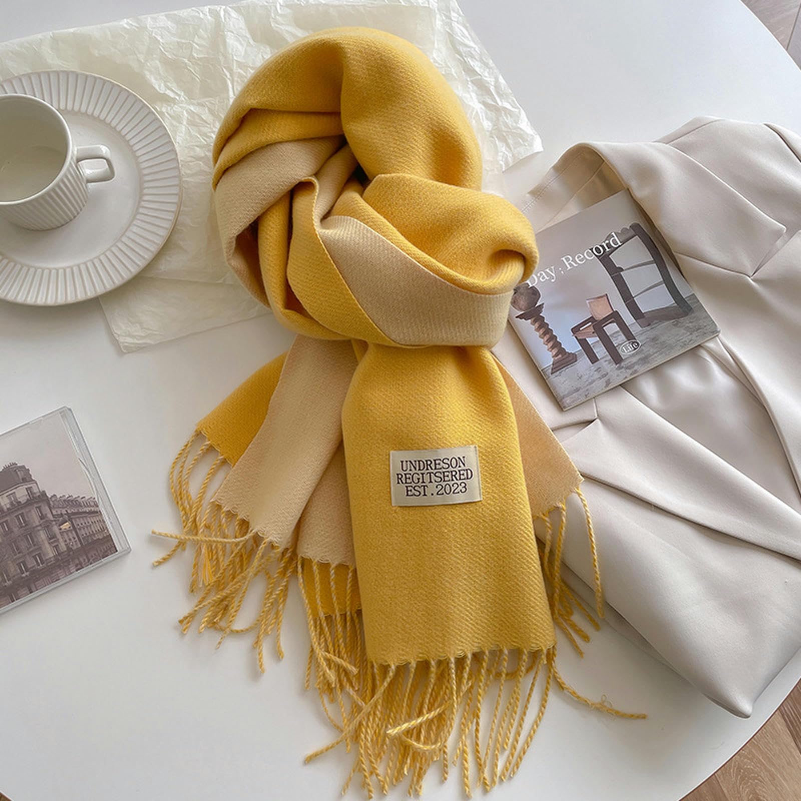 Sciarpa Donna Imitazione A Doppia Faccia in Cashmere Sciarpa da Donna Inverno Coppia Calda Sciarpa A Scialle di Sciarpa Versatile-b-68 * 200 Cm