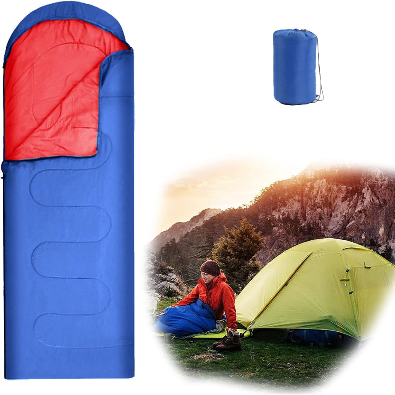 Homvik Saco de Dormir 1.3kg Bolsa de Dormir Ligera térmico para Adultos y Niños Sacos de Dormir de Momia para Camping Montañismo Senderismo etc