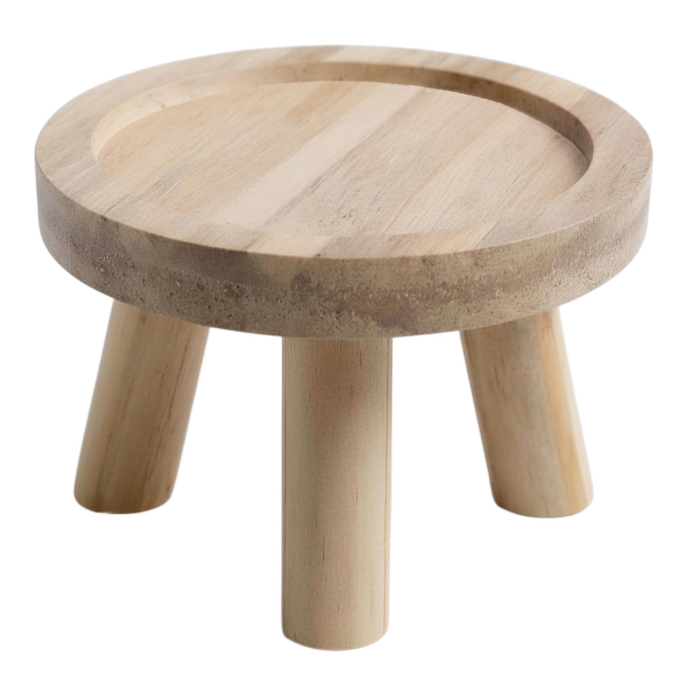 Spetebo Holz Blumenhocker – rund, naturbelassen – 3 Beinen, Ø 20 cm, Höhe 15 cm